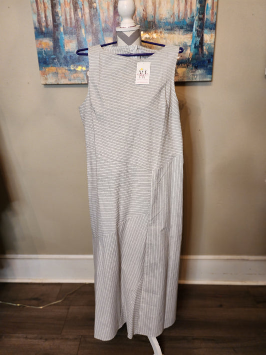 MissLook Gray Strip Dress with Pockets