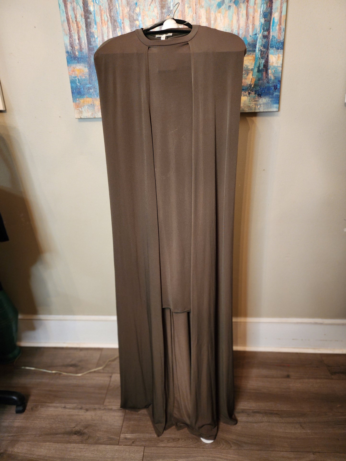 Quum Olive Green Dress with Attached Cape