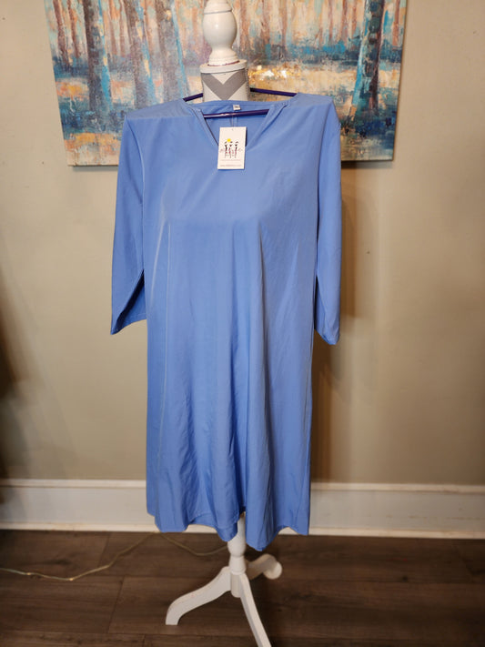 Blue Shift Dress with 3/4 Sleeves