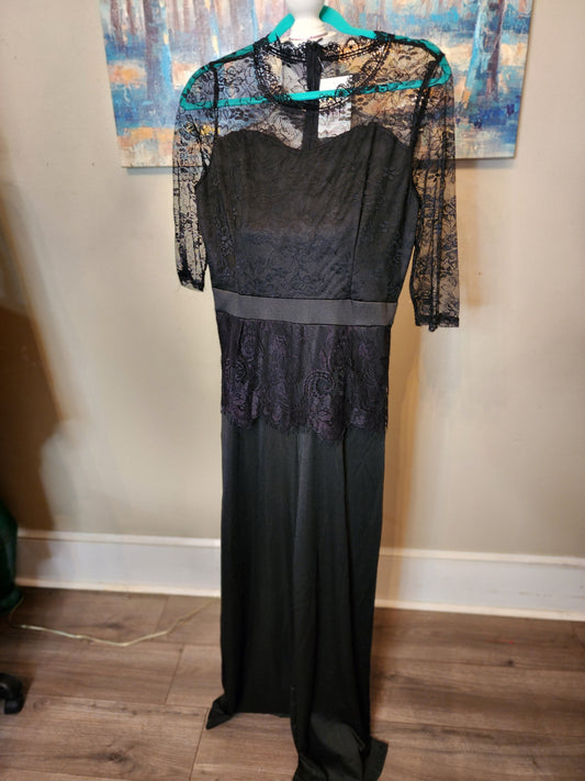 Black Lace and Knit Jumpsuit