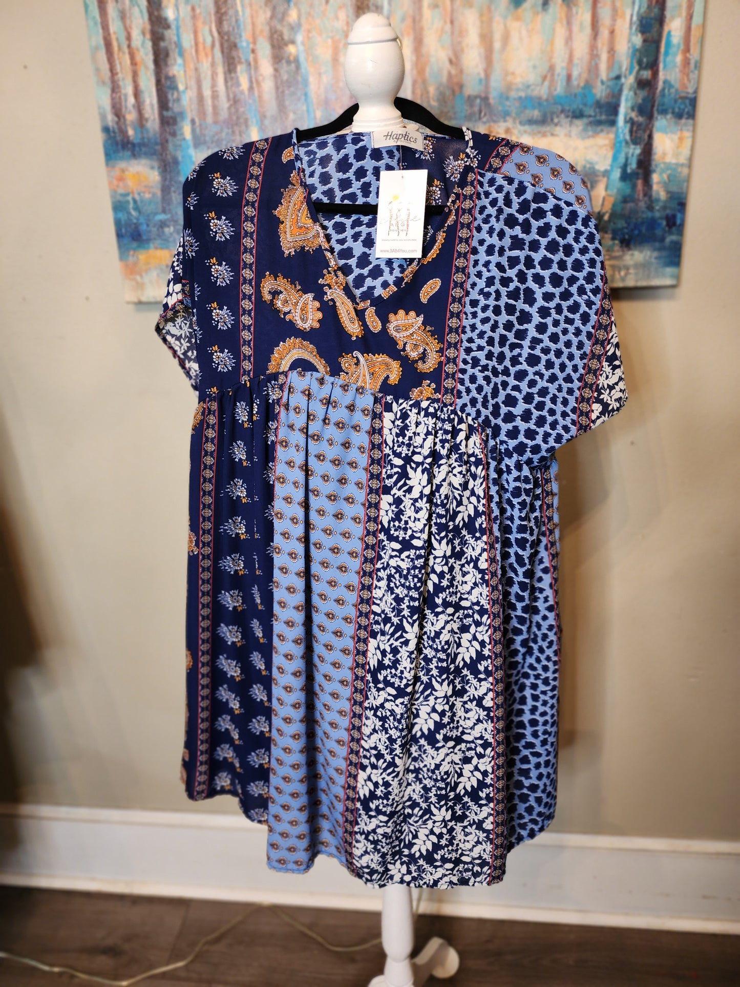 Haptics Boho Swing Dress with Paisley and Floral Prints