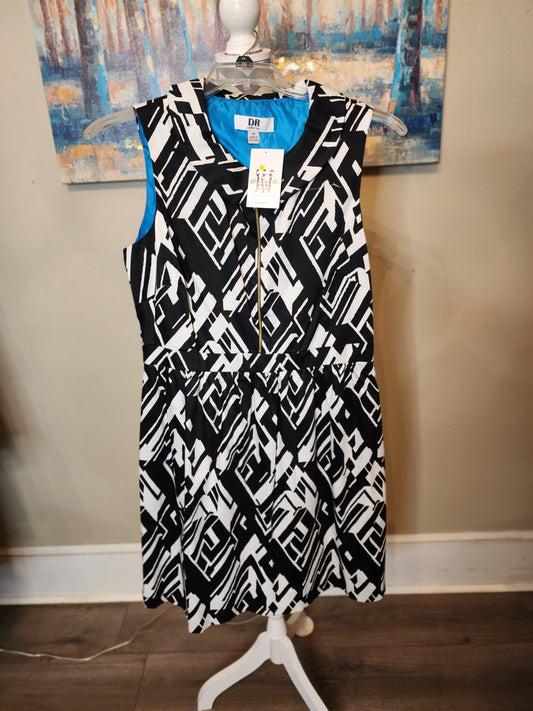 DR Collections Black and White Print Dress