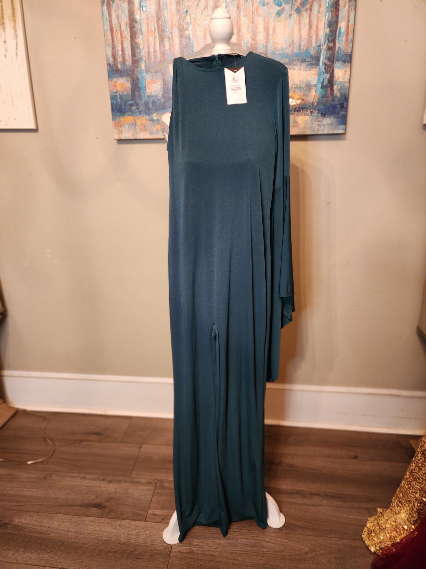 Fashion Nova Hunter Green One Arm Jumpsuit