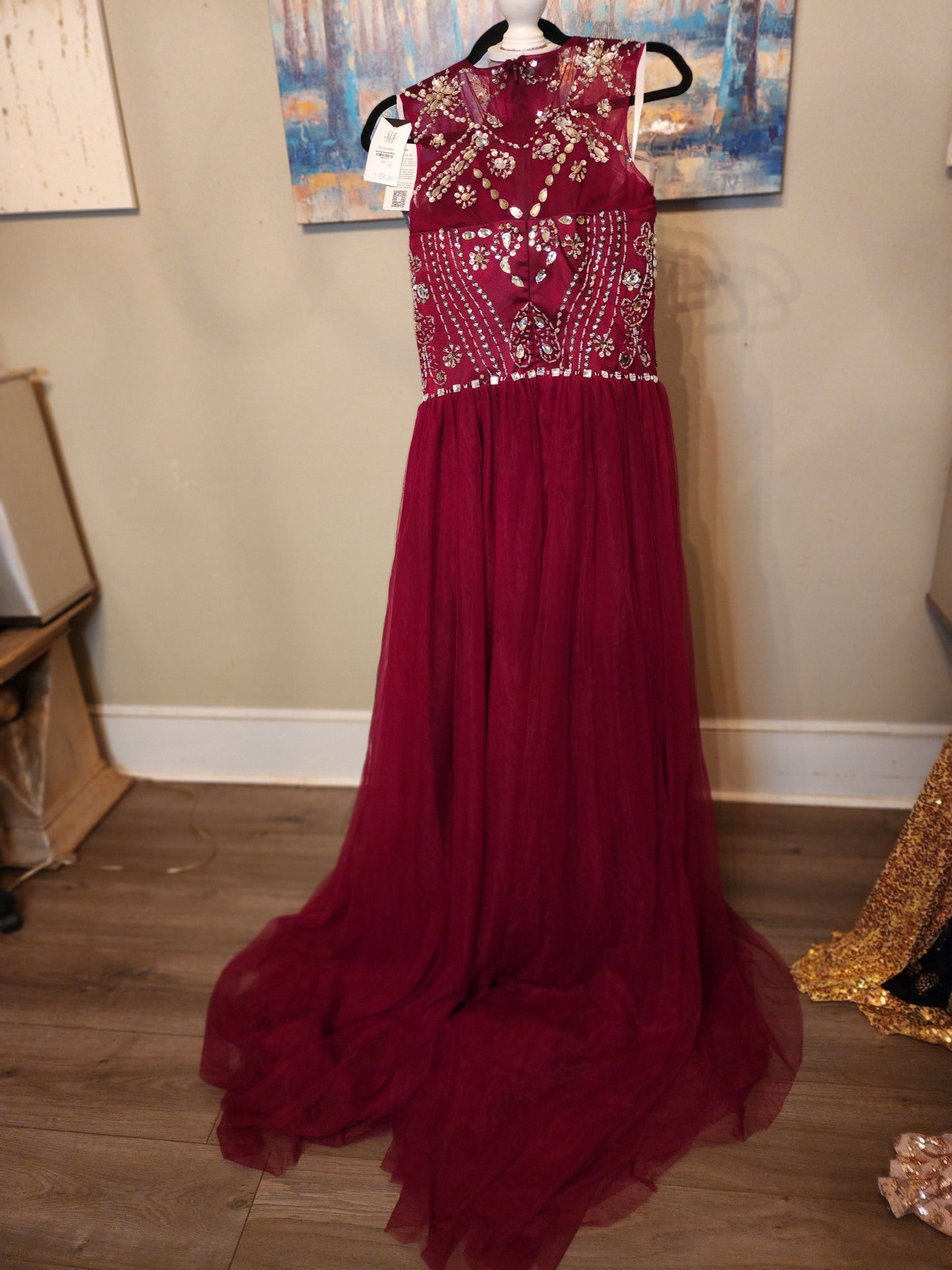 Burgundy Formal with Beading and Bling