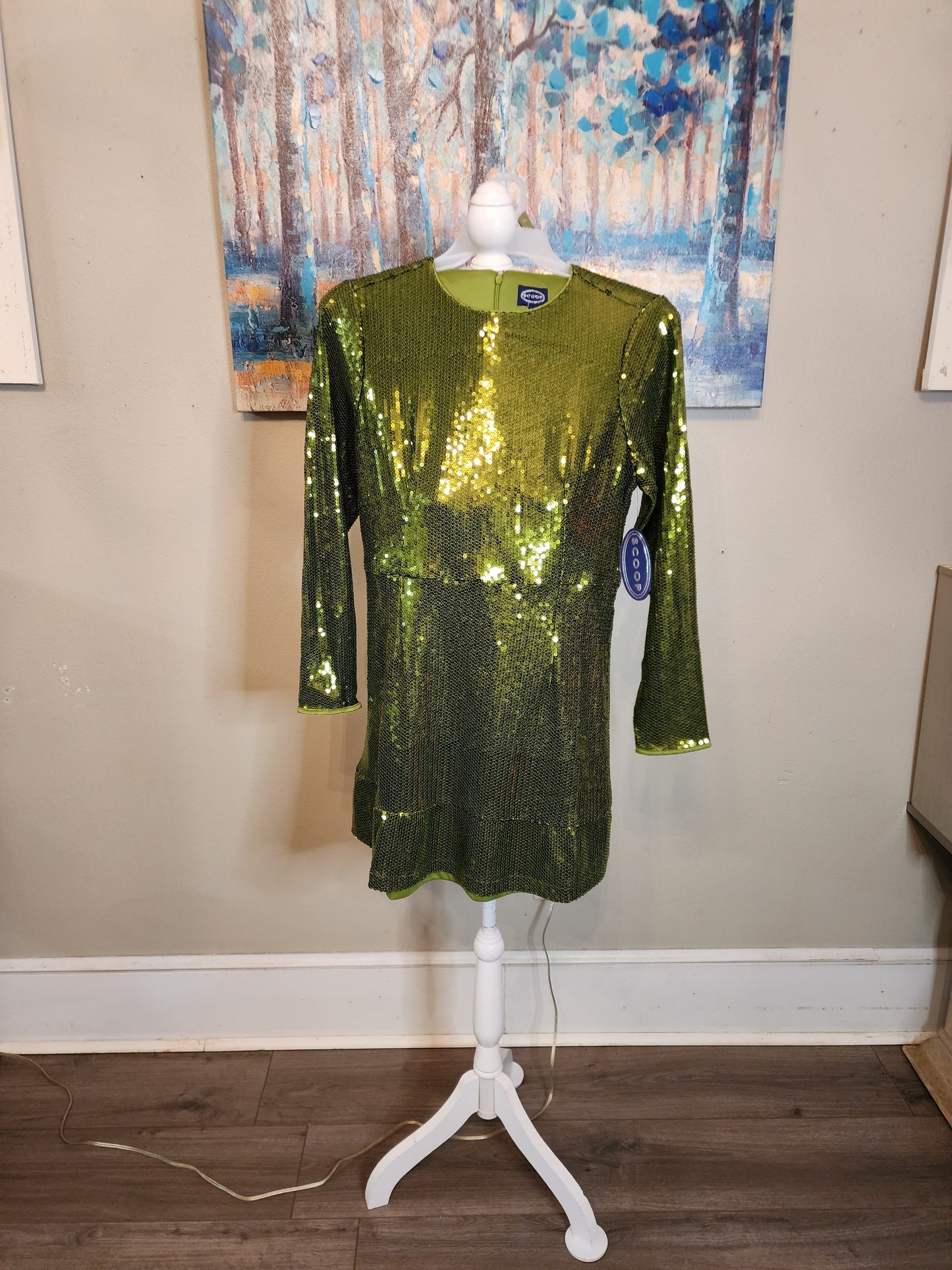 Scoop Green Sequin Mini Dress