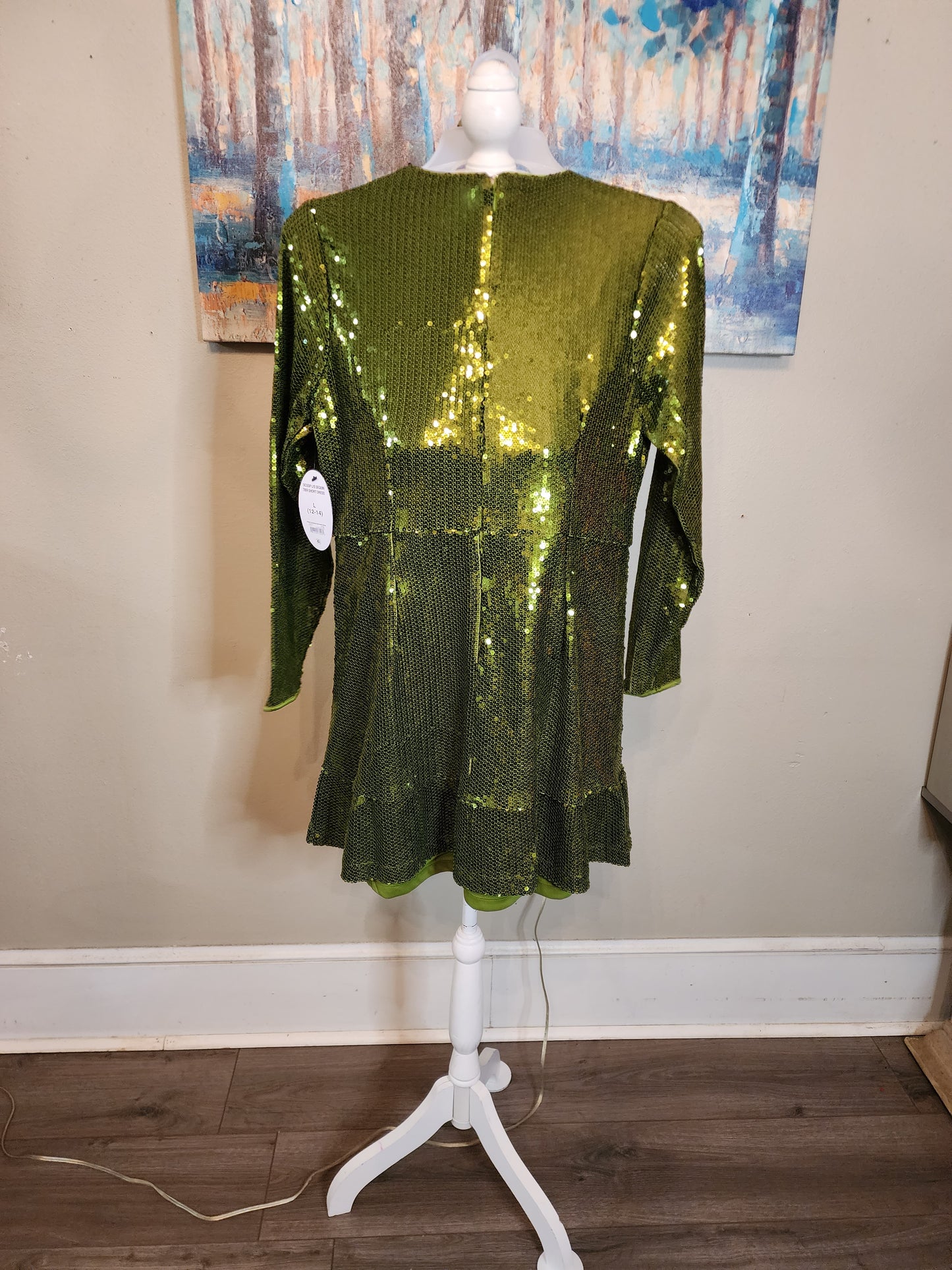 Scoop Green Sequin Mini Dress