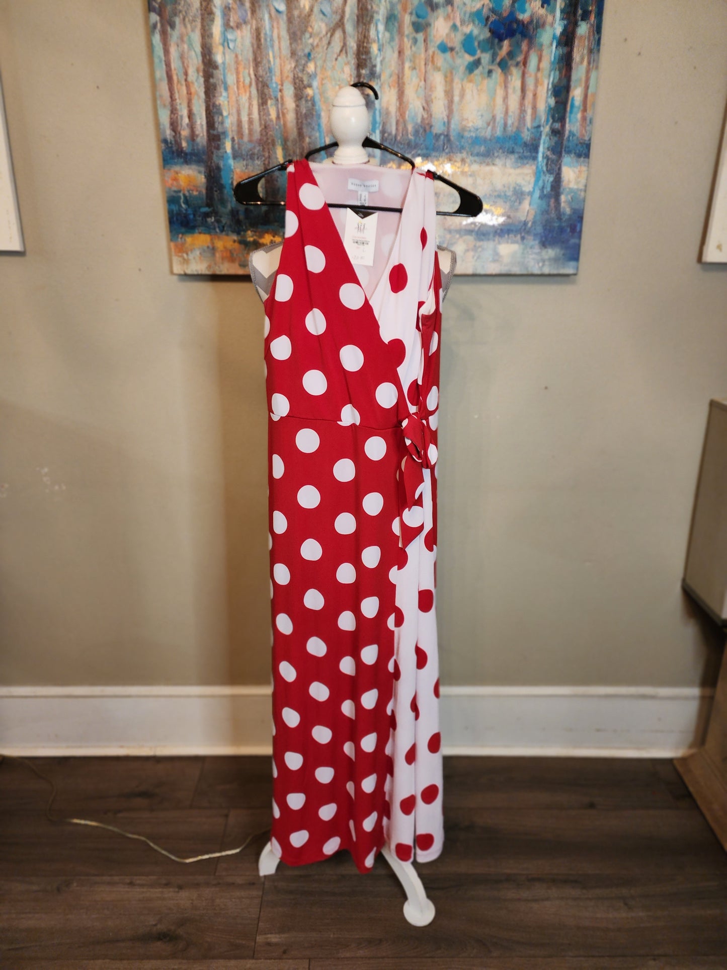 Susan Graver Red and White Polka Dot Wrap Dress