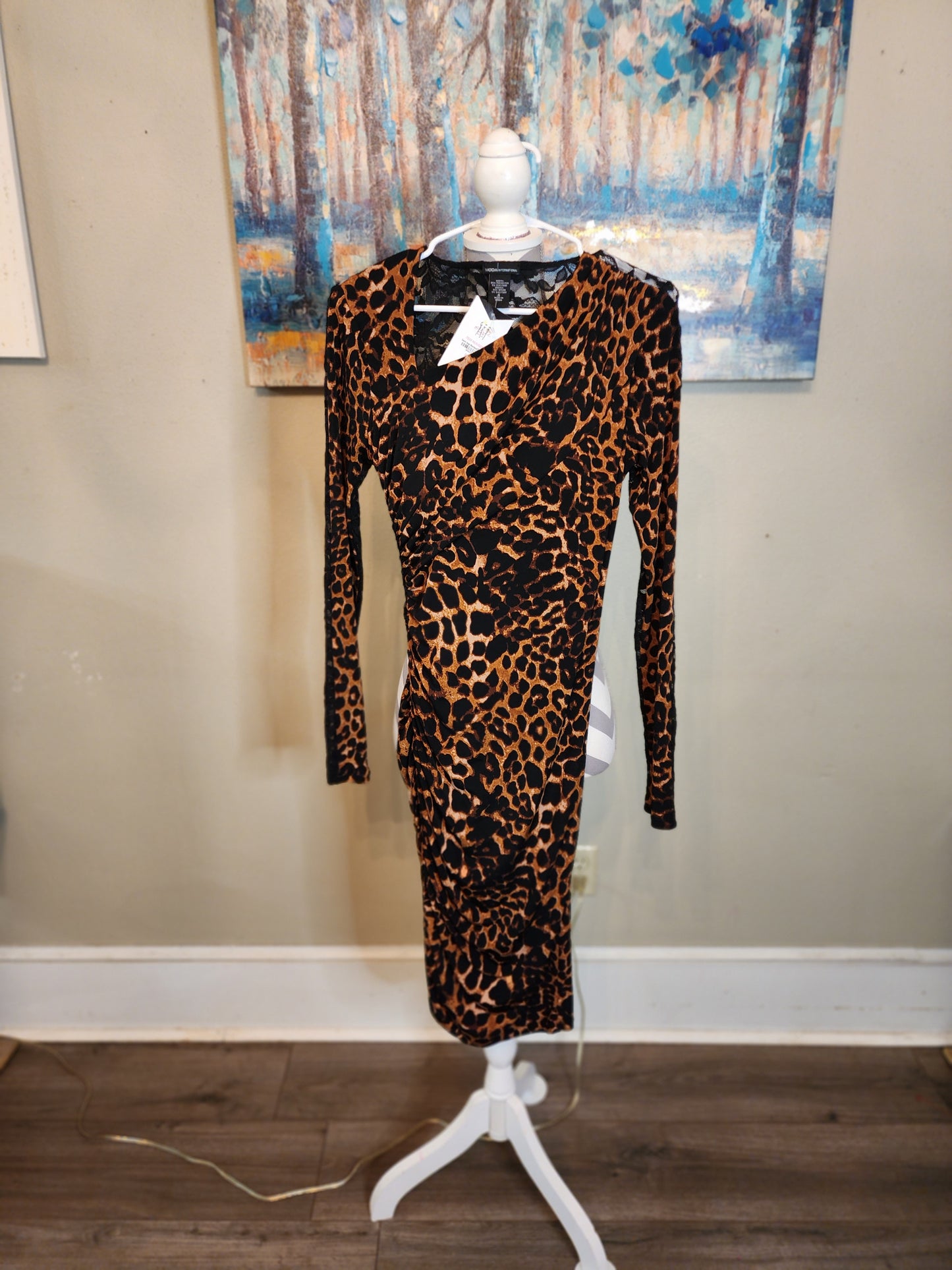 Moda International Animal Print Dress with Lace Back