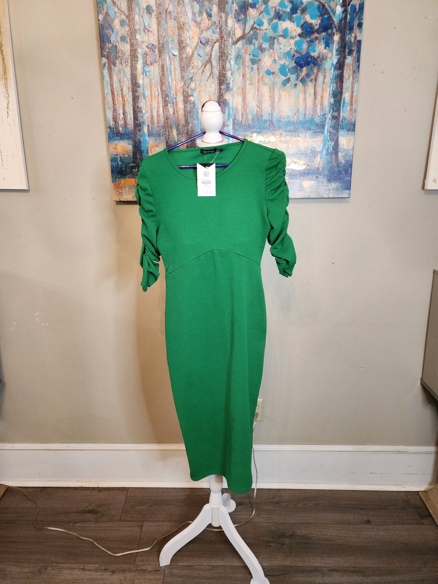 BooHoo Green Knit Midi Dress