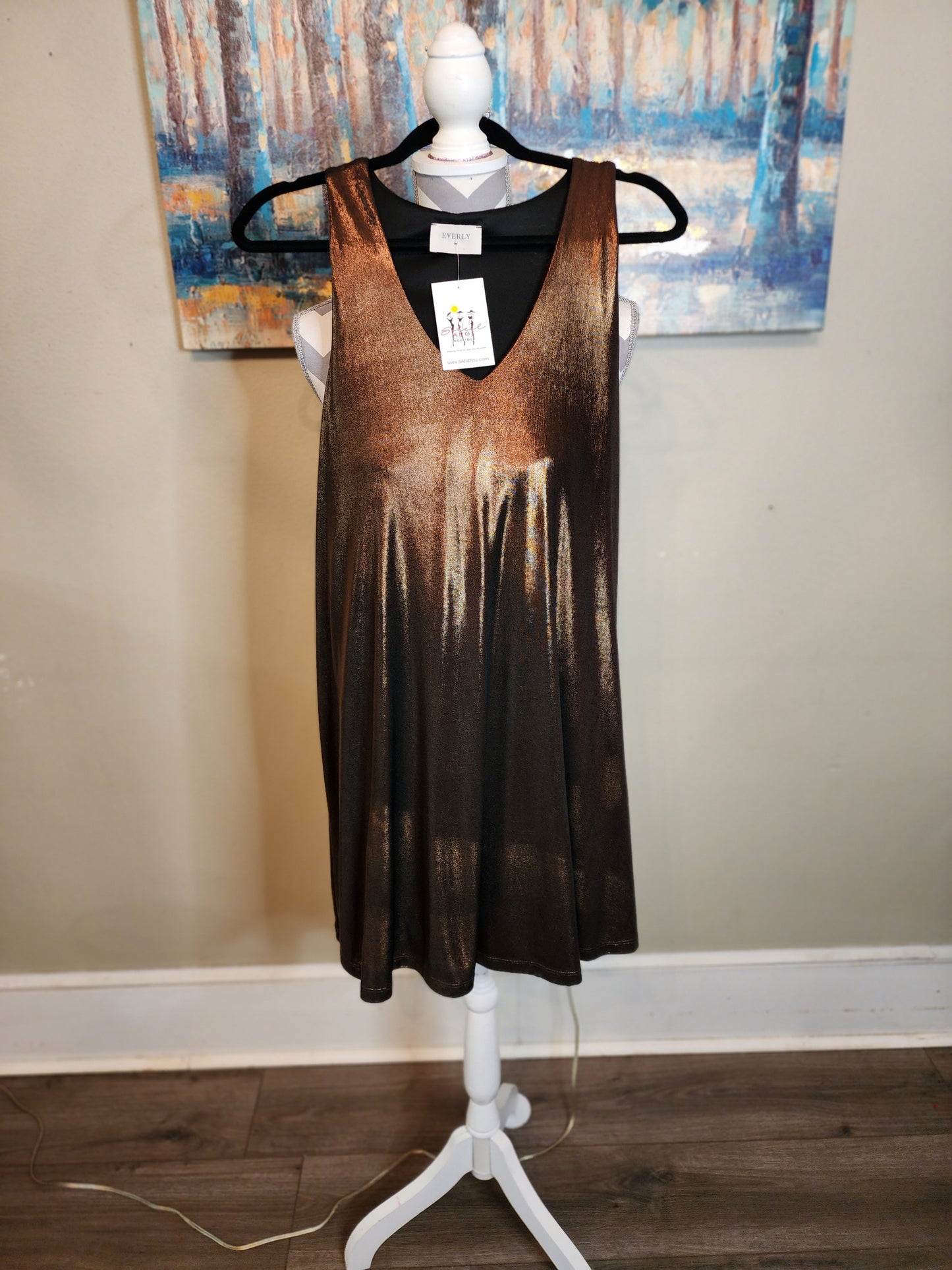 Everly Brown Shiny Mini Dress