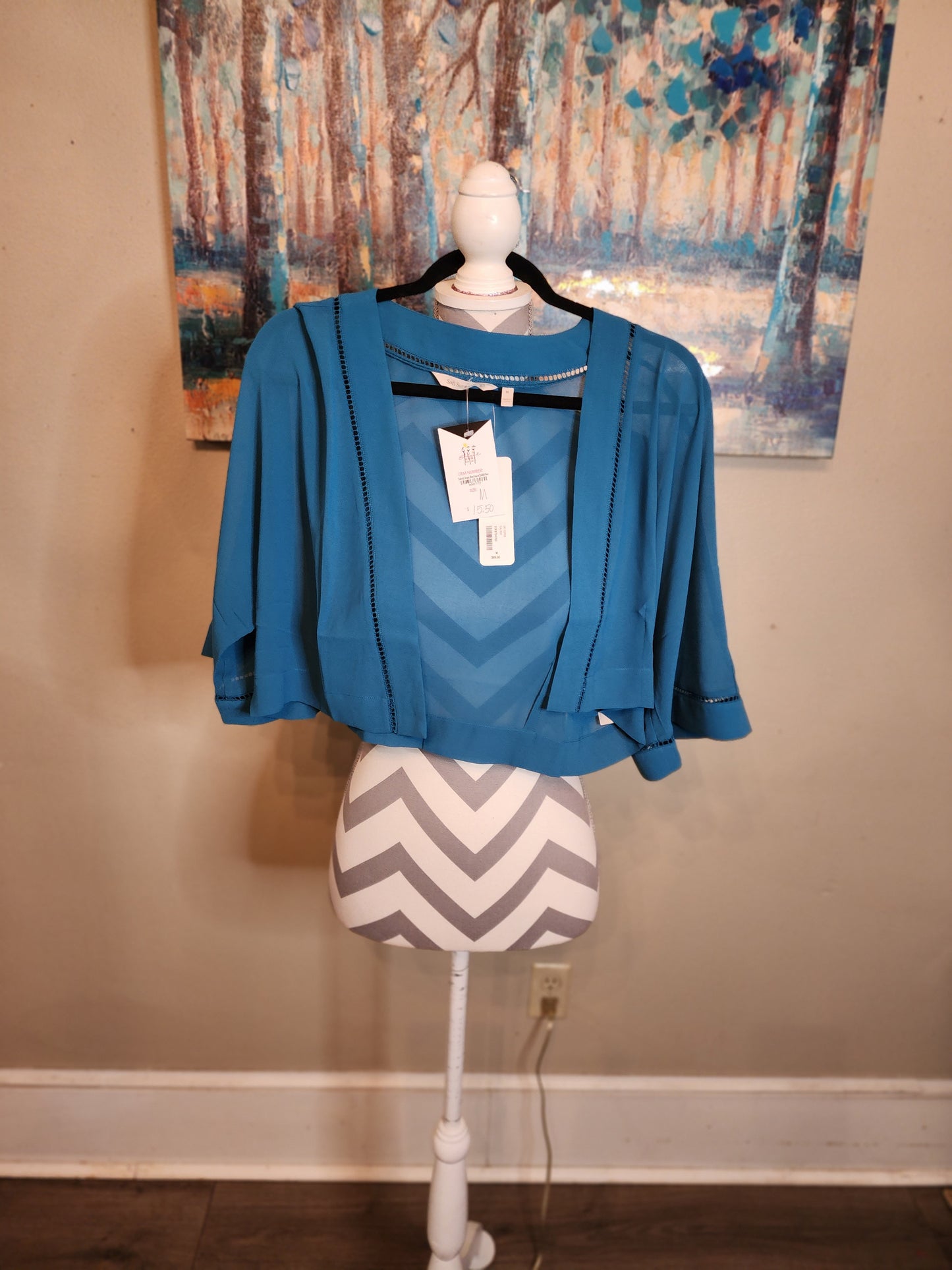Cati Topper Shrug-Teal