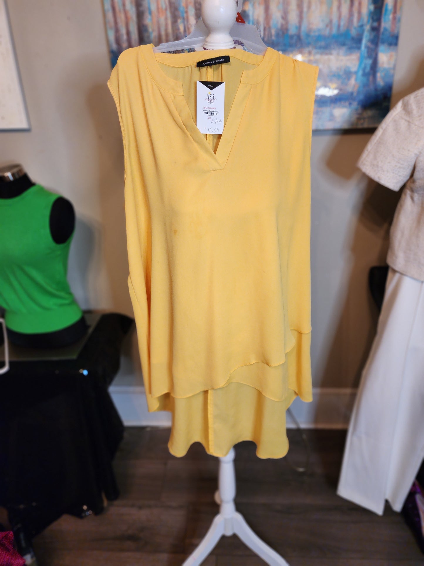Ashley Stewart Yellow Sleeveless Blouse
