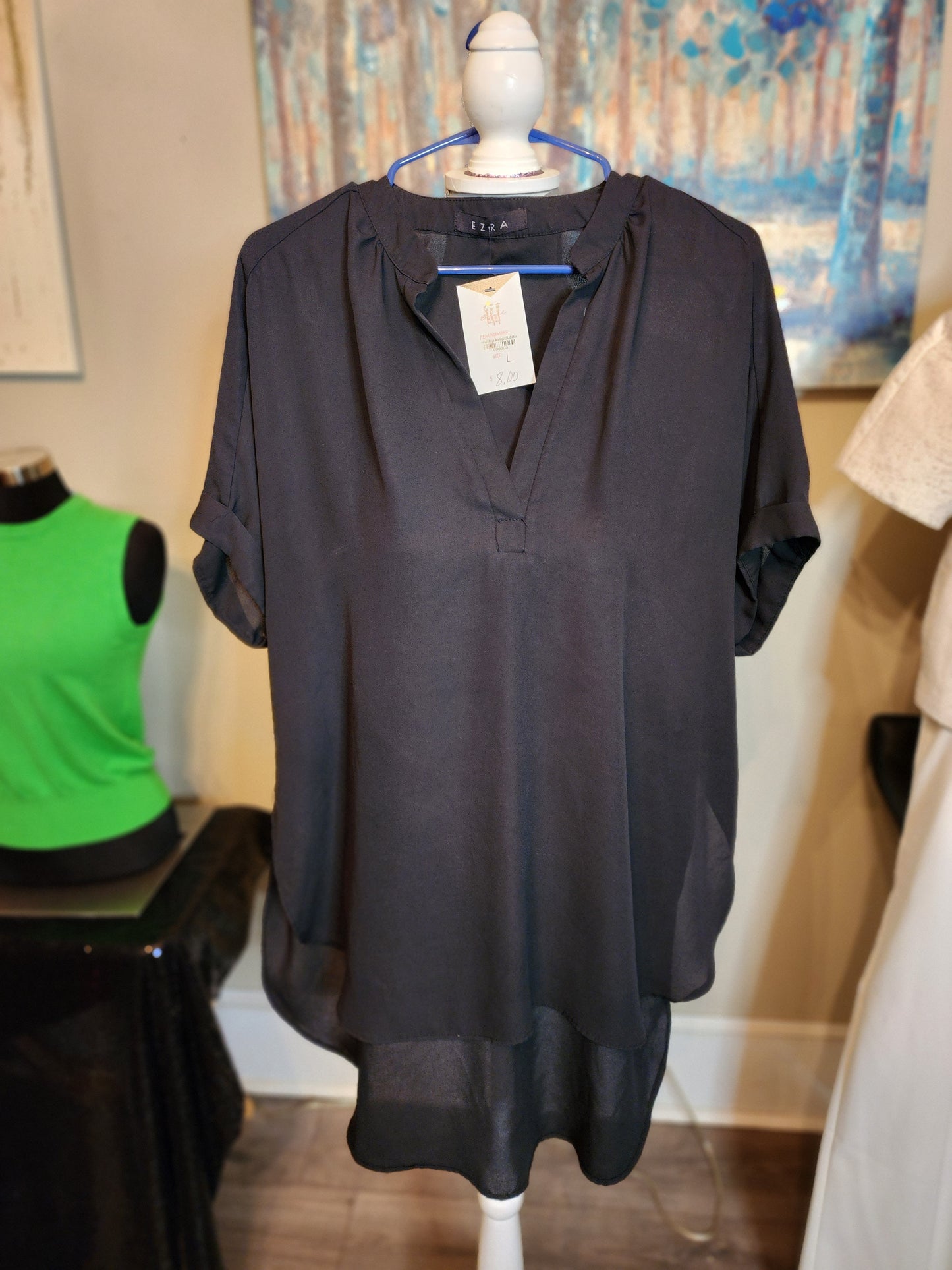 Ezra Black Sheer Short Sleeve Blouse