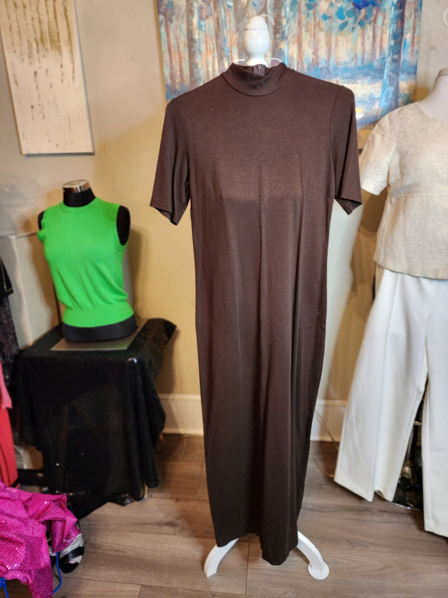Harold's Brown Short Sleeve Turtleneck Dress