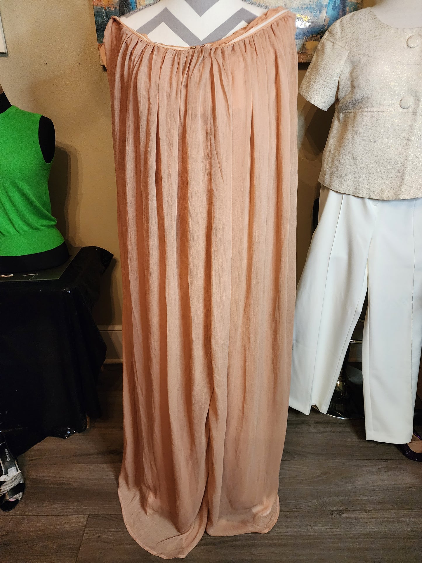 Fashion Nova Strapless Wide Leg Jumpsuit (Blush)