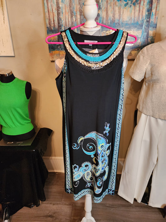 Studio One New York Swing Dress with Shiny Neck