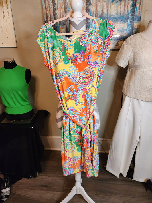 Ralph Lauren Colorful Paisley Belted Dress