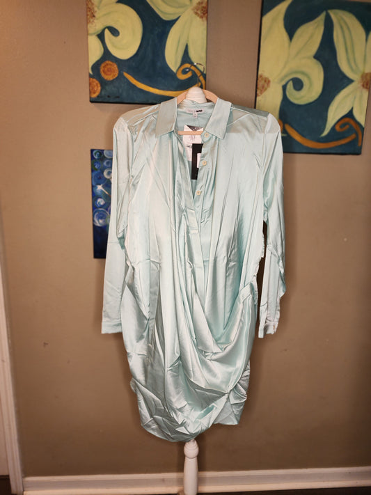 Fashion Nova Time of Your Life Satin Shirt Dress