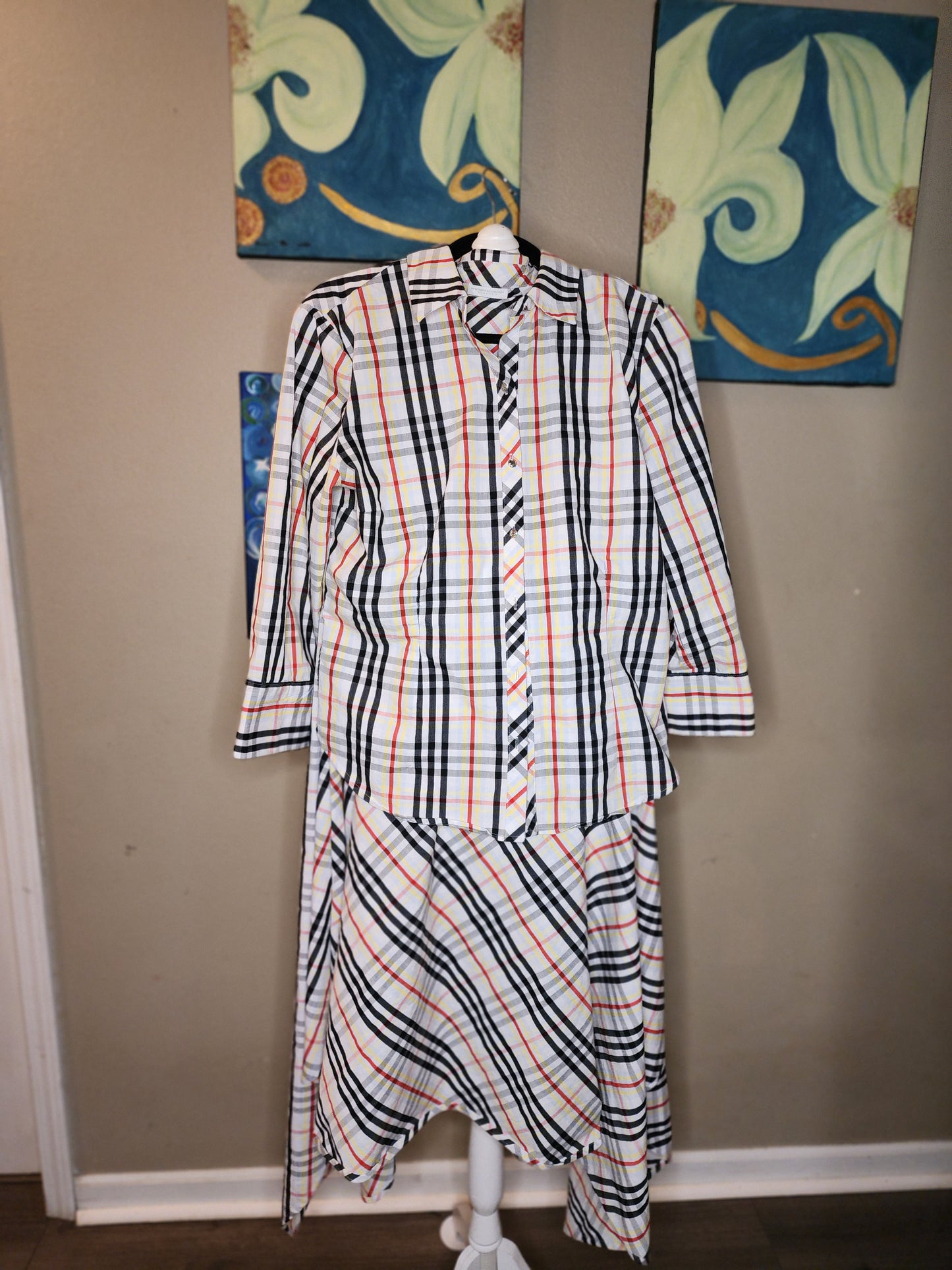 New York & Company Plaid Jockey Blouse