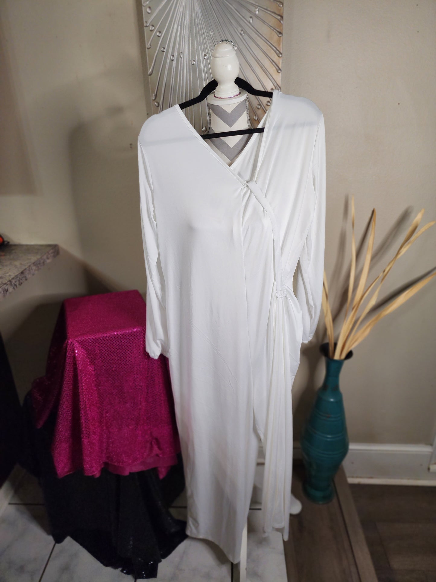 White Jumpsuit with Band and Ruching