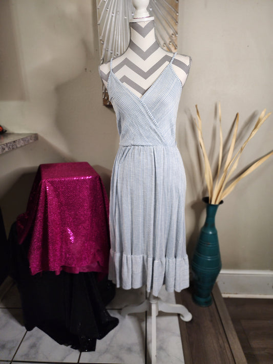 Caution to the Wind Blue and White Striped Sundress