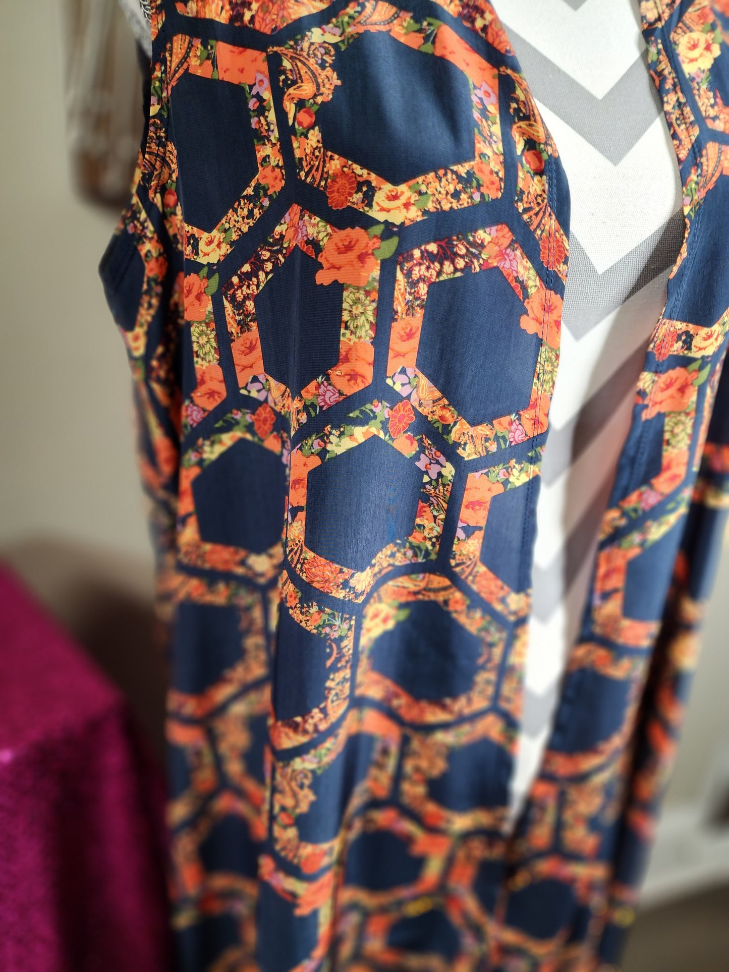 Lula Roe Navy Floral Duster