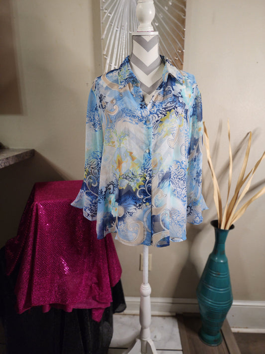 Nicola Woman Sheer Blue Blouse