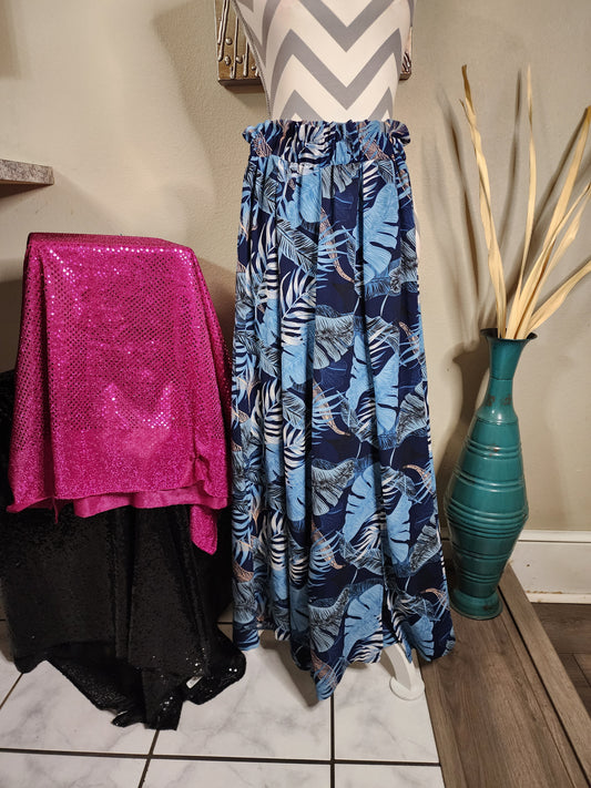 Shein Split Front Blue Floral Print Pants