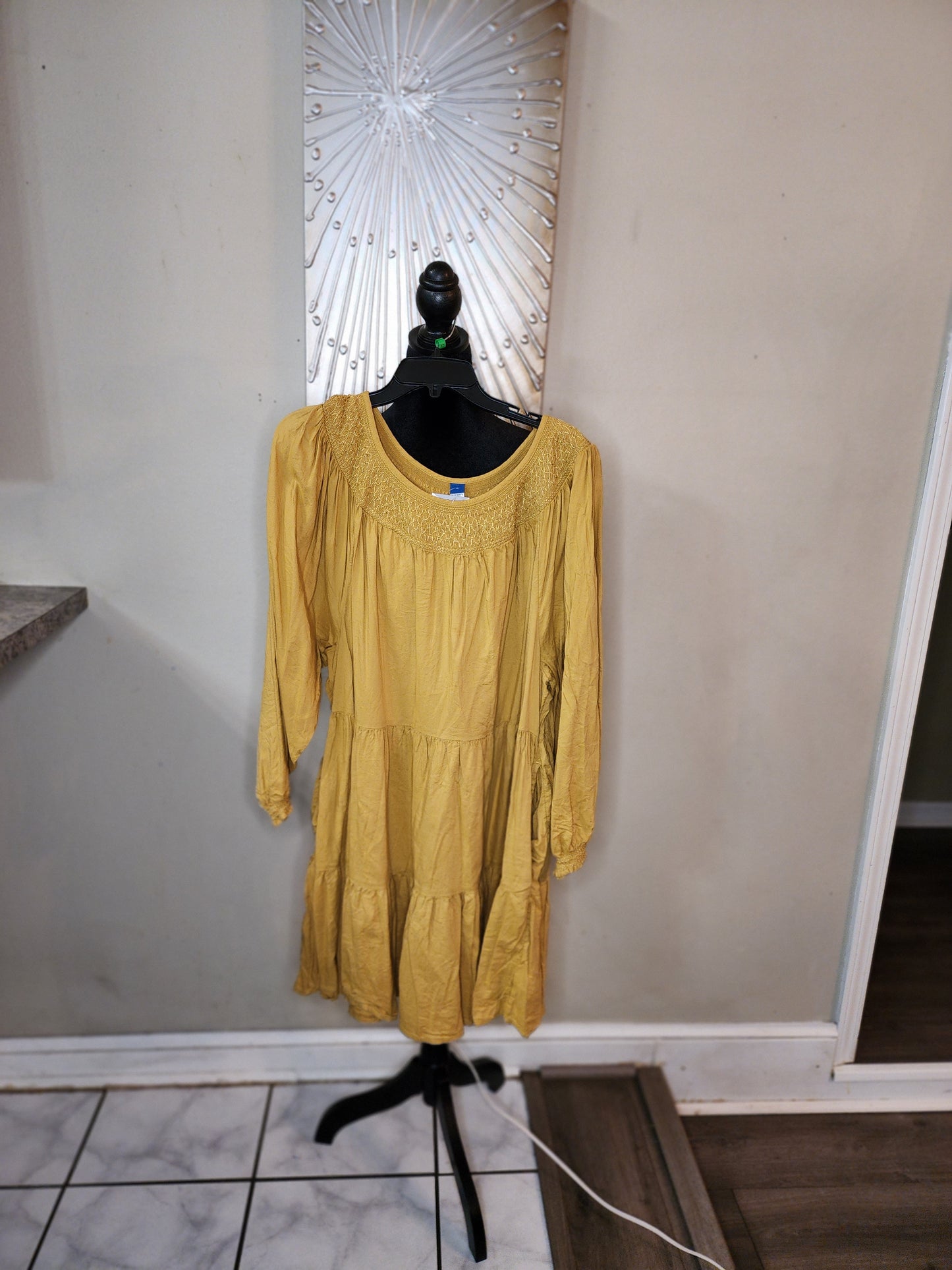 Old Navy Mustard Smock Swing Dress