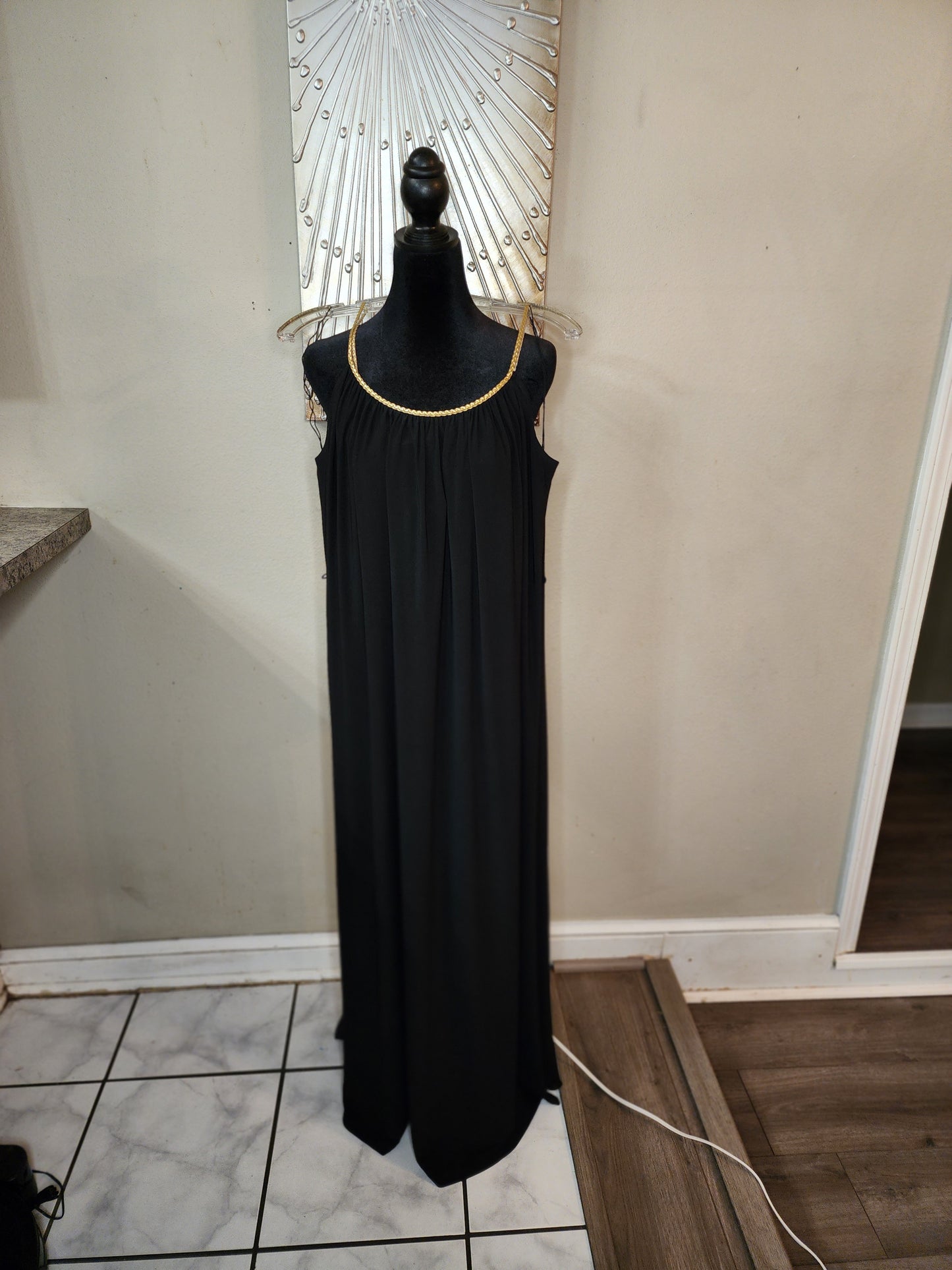 Studio by Tiana B Black Maxi with Gold Braid Neck