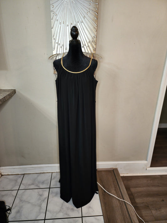 Studio by Tiana B Black Maxi with Gold Braid Neck