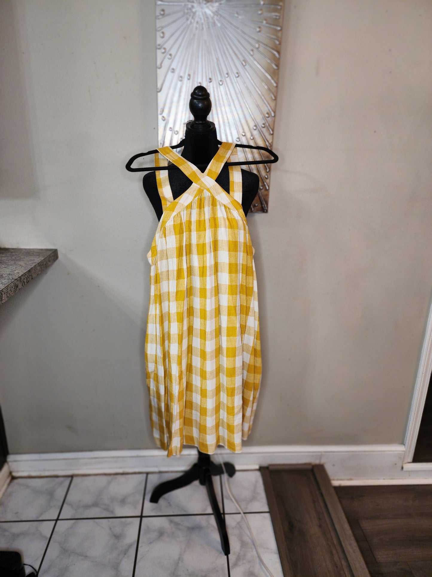 The Get Yellow and White Checkered Sundress