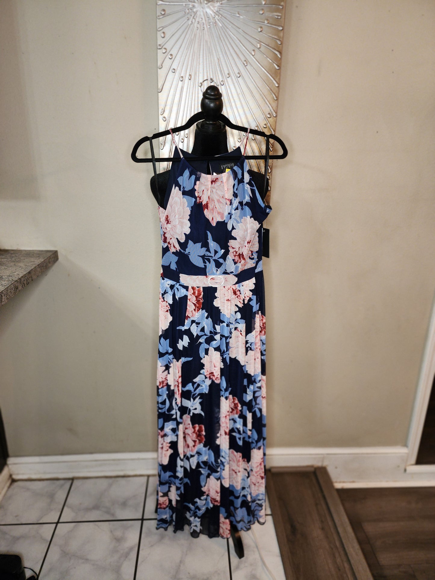 Enfocus Studio Floral Print Navy Dress