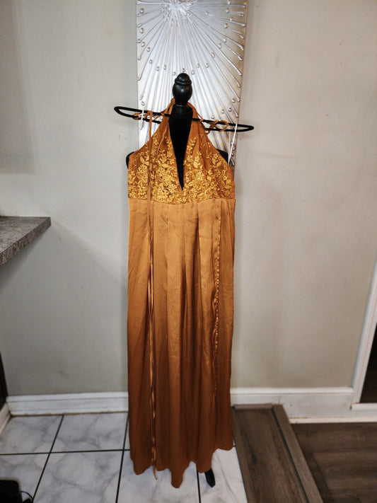 Hello Molly Copper Maxi with Floral Appliques