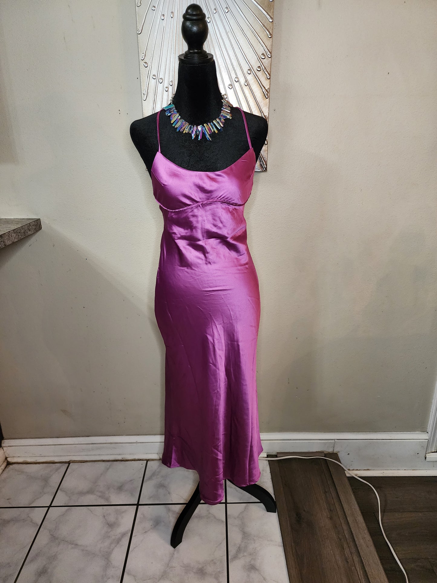 Pretty Garbage Purple Satin Backless Party Dress