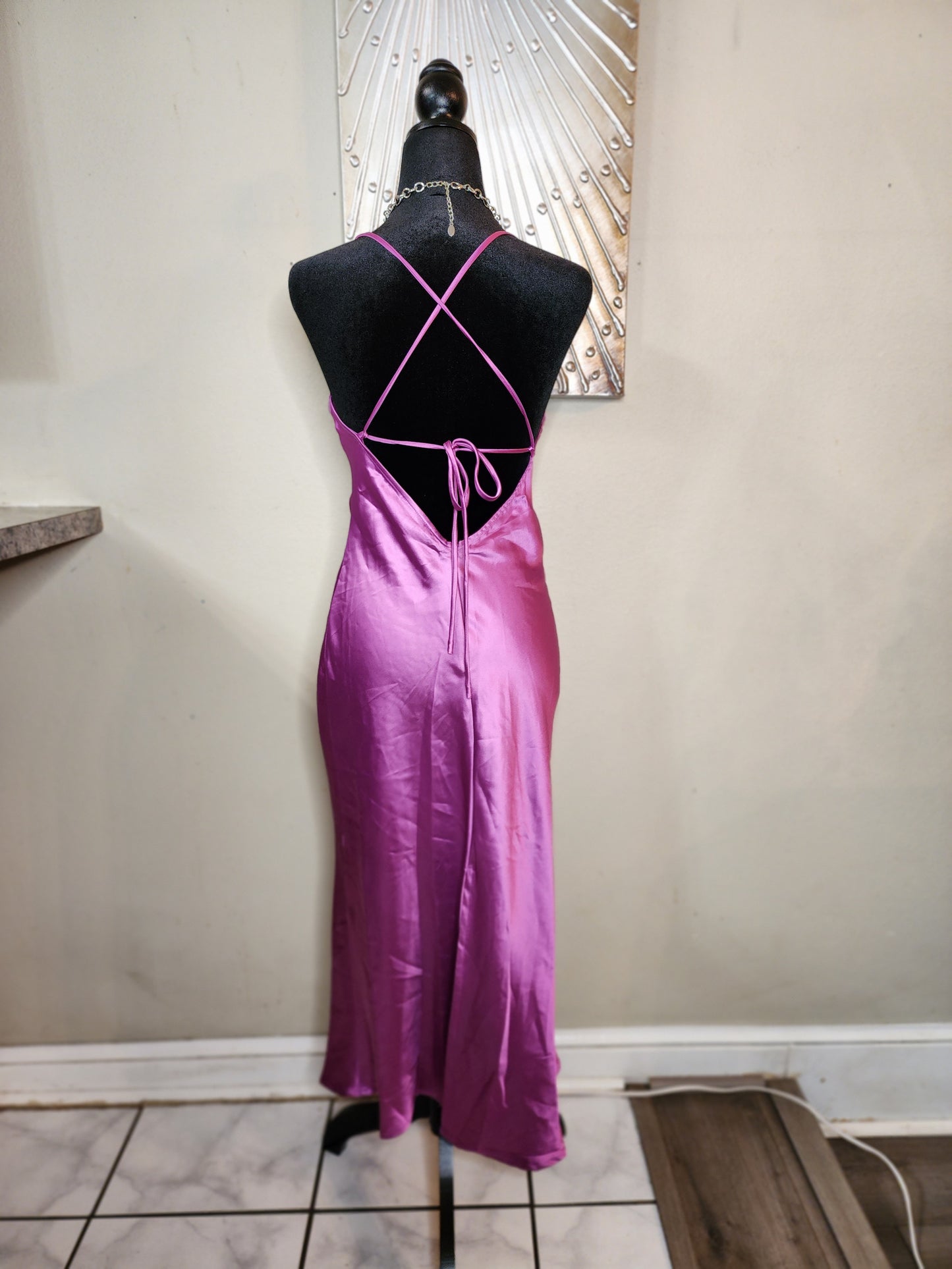 Pretty Garbage Purple Satin Backless Party Dress