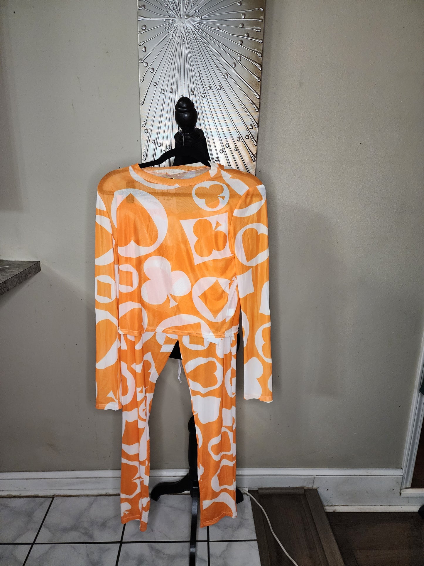 Call a Spade a Spade 2 Piece Set in Orange and White