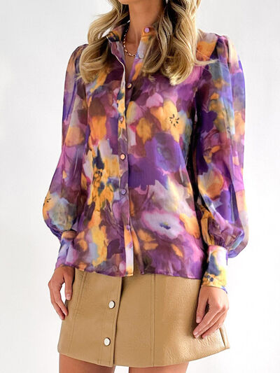 Floral Button Up Collared Neck Shirt