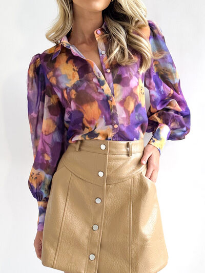 Floral Button Up Collared Neck Shirt